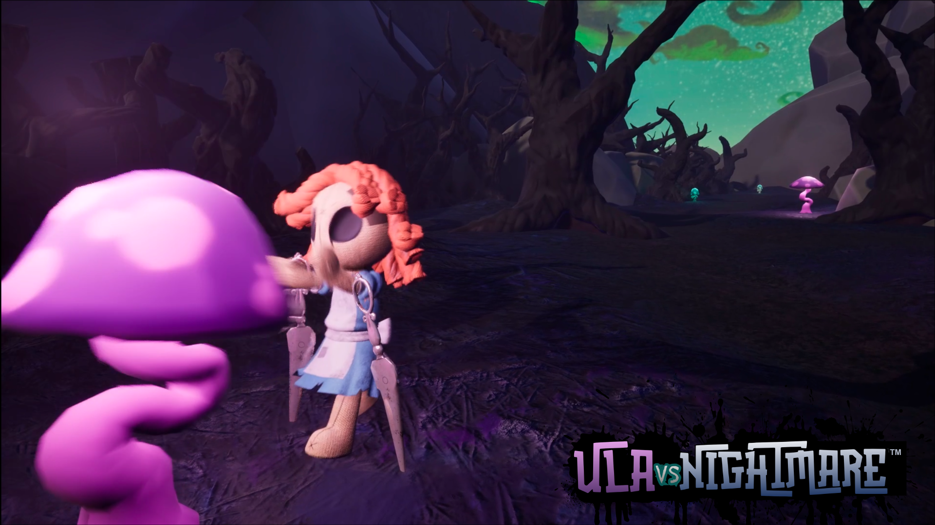 Screenshot of Ula attempting the mushroom puzzle in the Sanctuary.