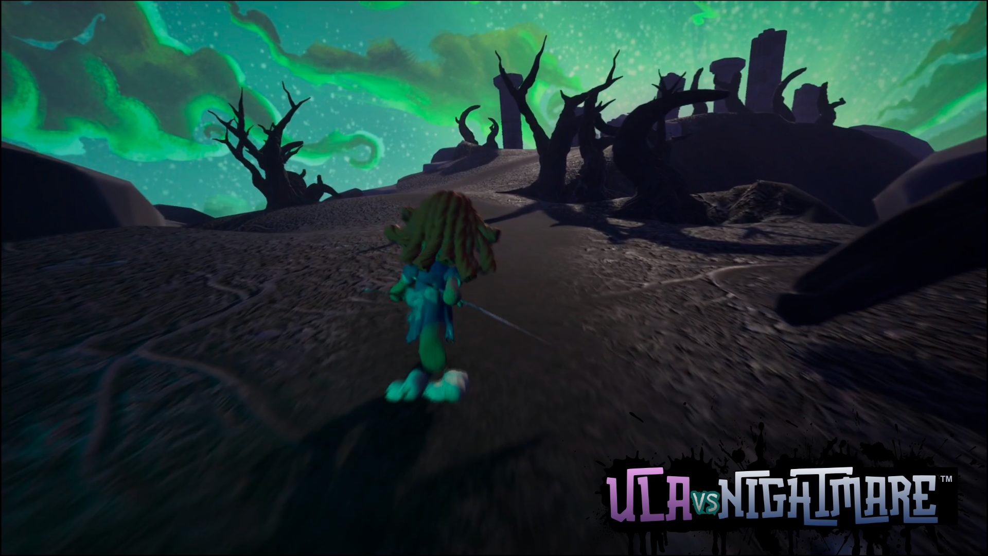Screenshot of Ula approaching the Pillars of Memory.