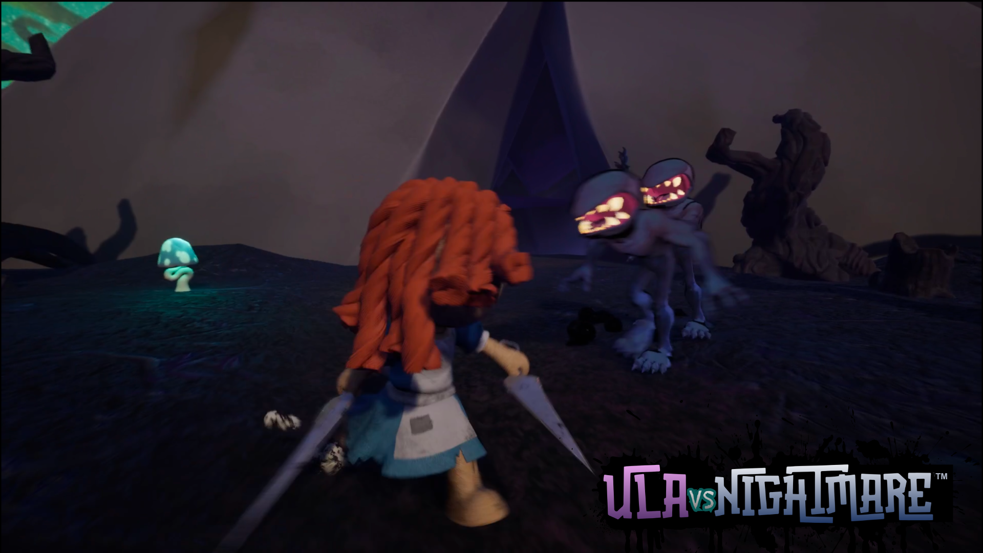 Screenshot of Ula battling umbramites in the Sanctuary.