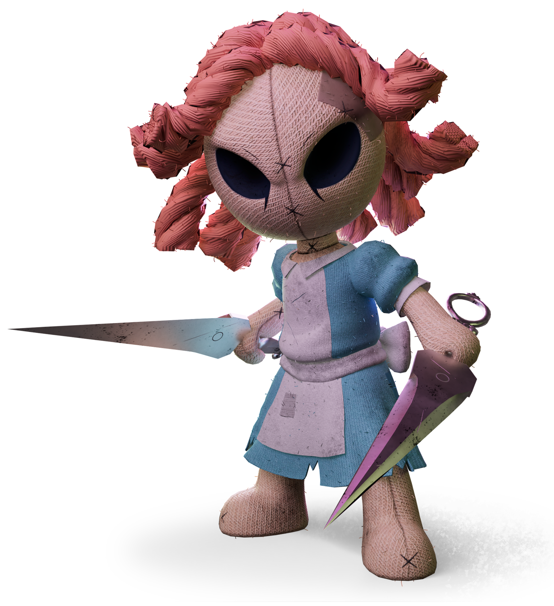 A high-quality 3D render of Ula holding her scissor blades in a fighting stance, ready for battle.