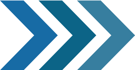 A series of three right-pointing arrows in shades of blue.