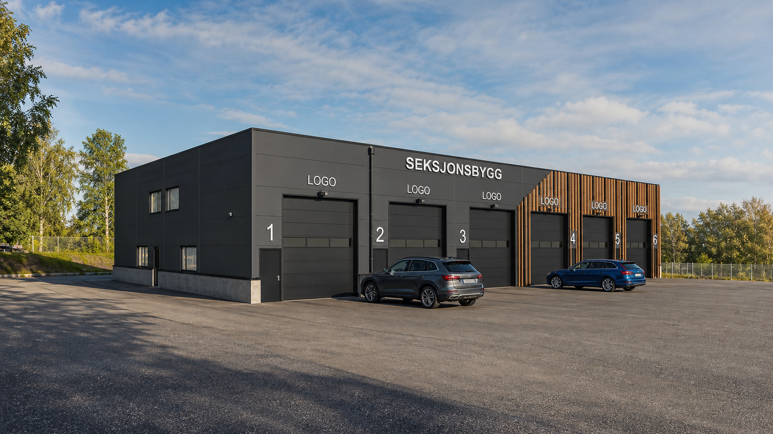 Visualisering av lagerseksjonar med eigne portar og tilkomst