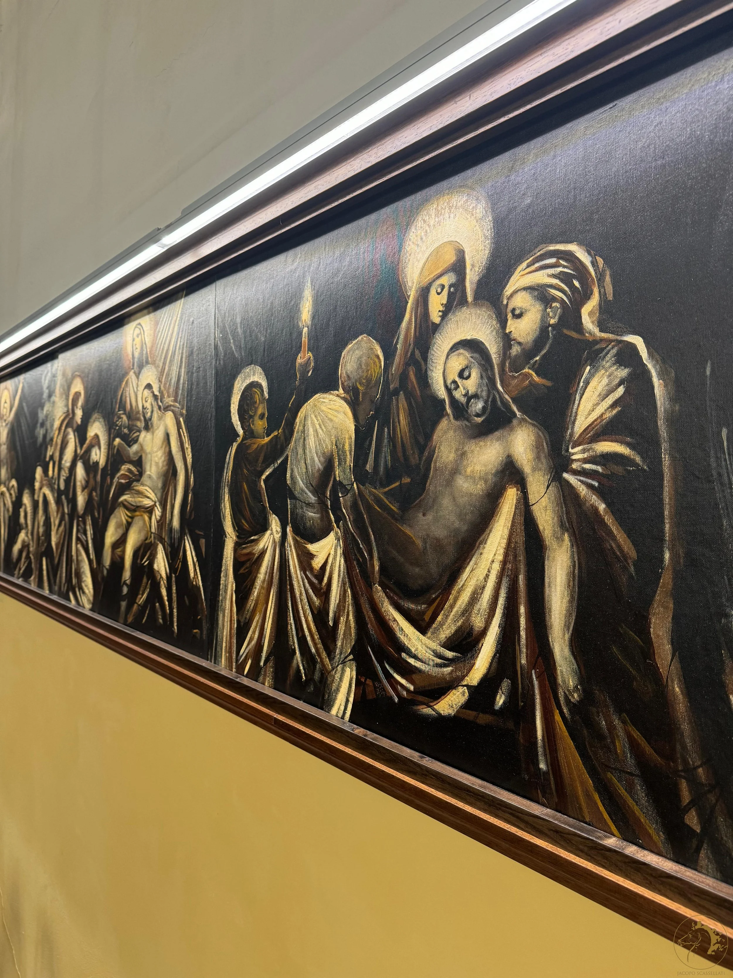 Dettaglio, dipinto monumentale, "Verbo Dipinto", Chiesa Parrocchiale di Cristo Risorto, Porto Torres, Sassari, Sardegna, Italia