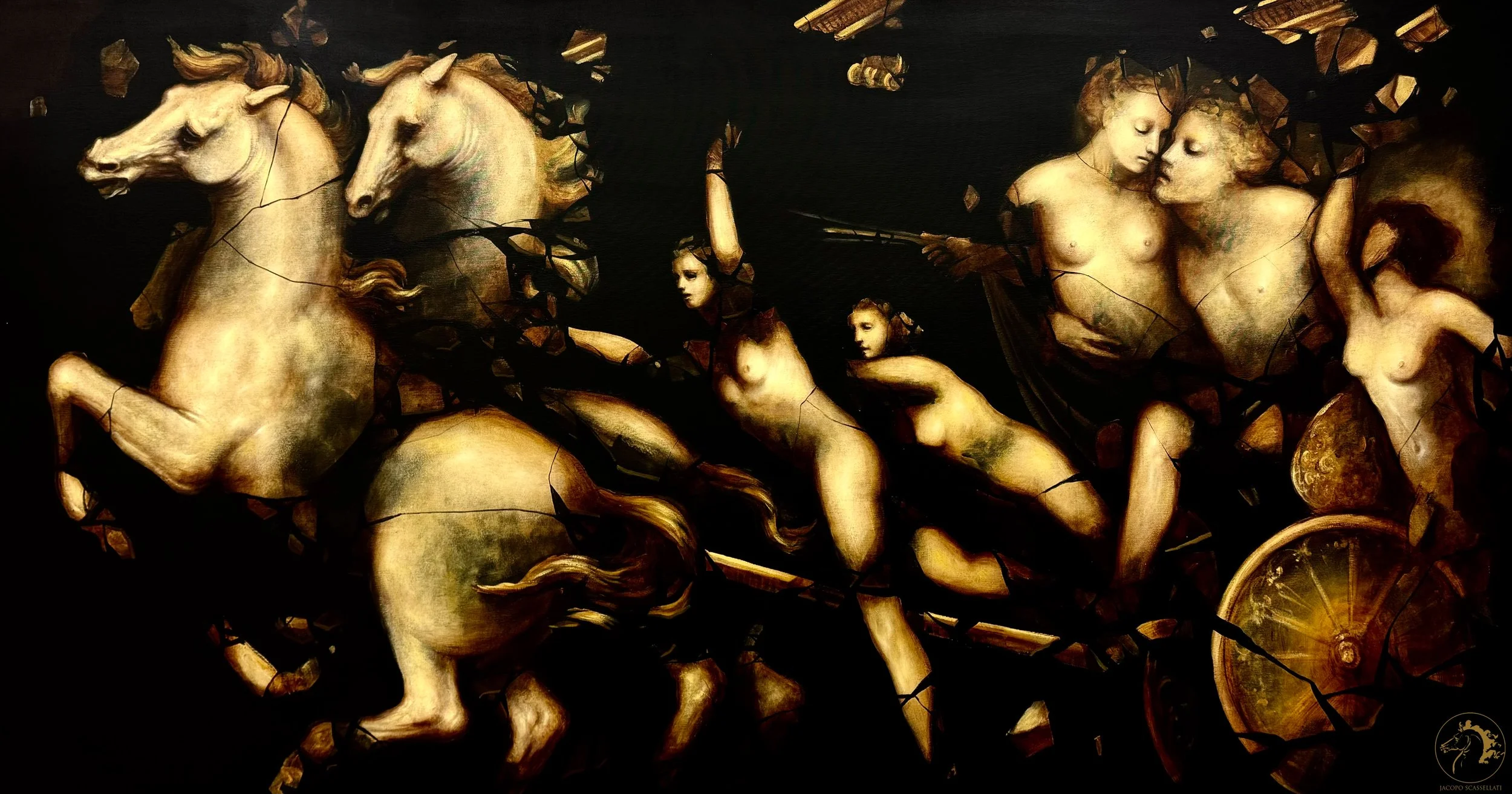 Il Carro degli Dei, olio su tela, 105 x 200 cm, 2021