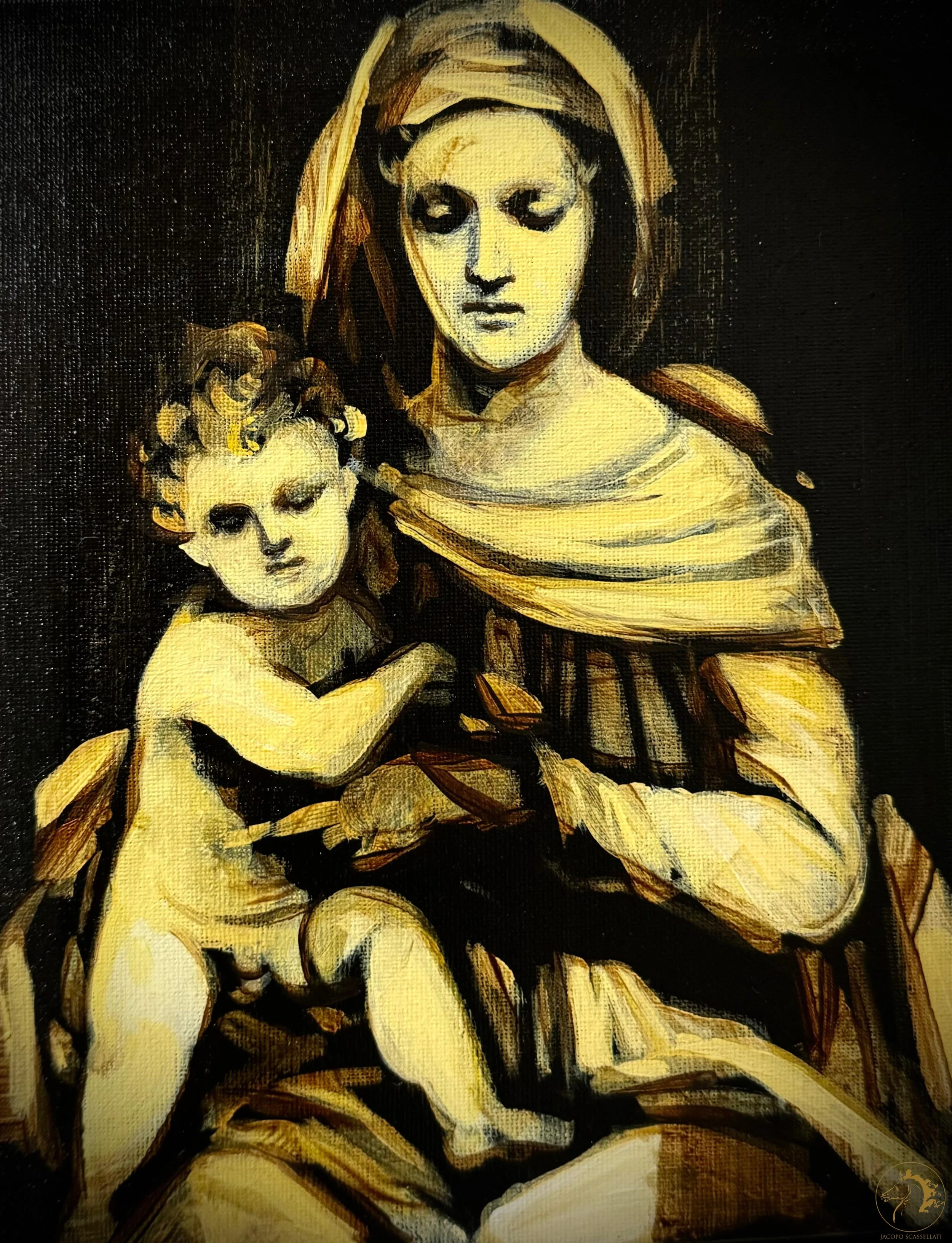 Madonna con Bambino, olio su tela, 20 x 25 cm