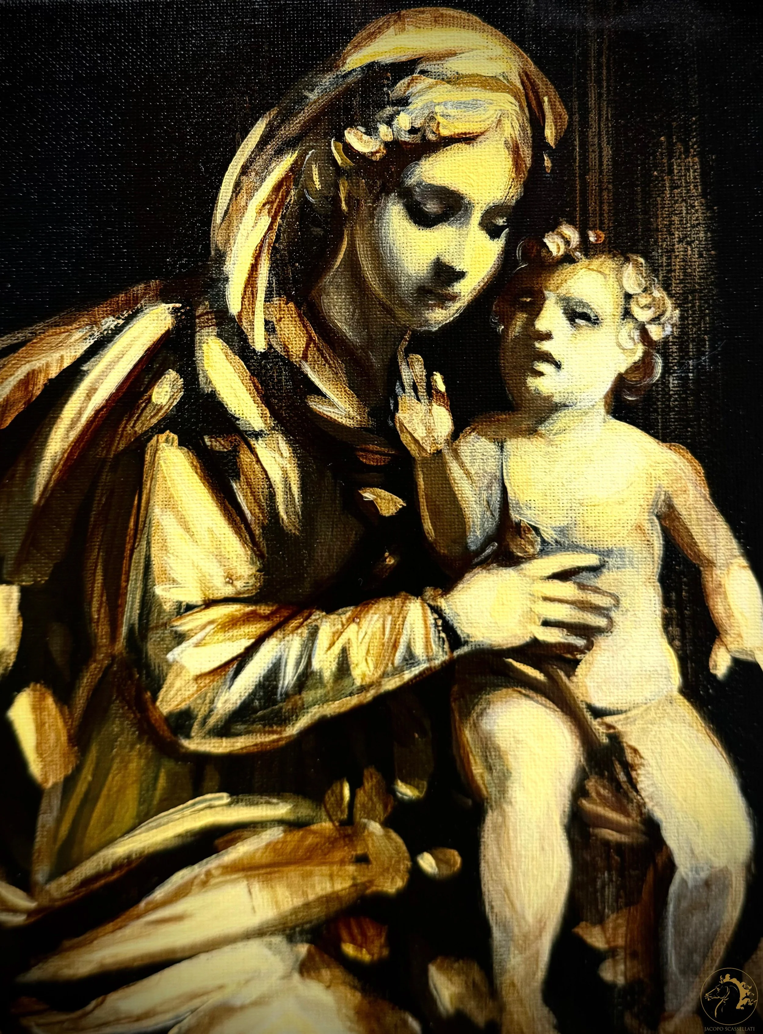 Madonna con Bambino, olio su tela, 20 x 25 cm