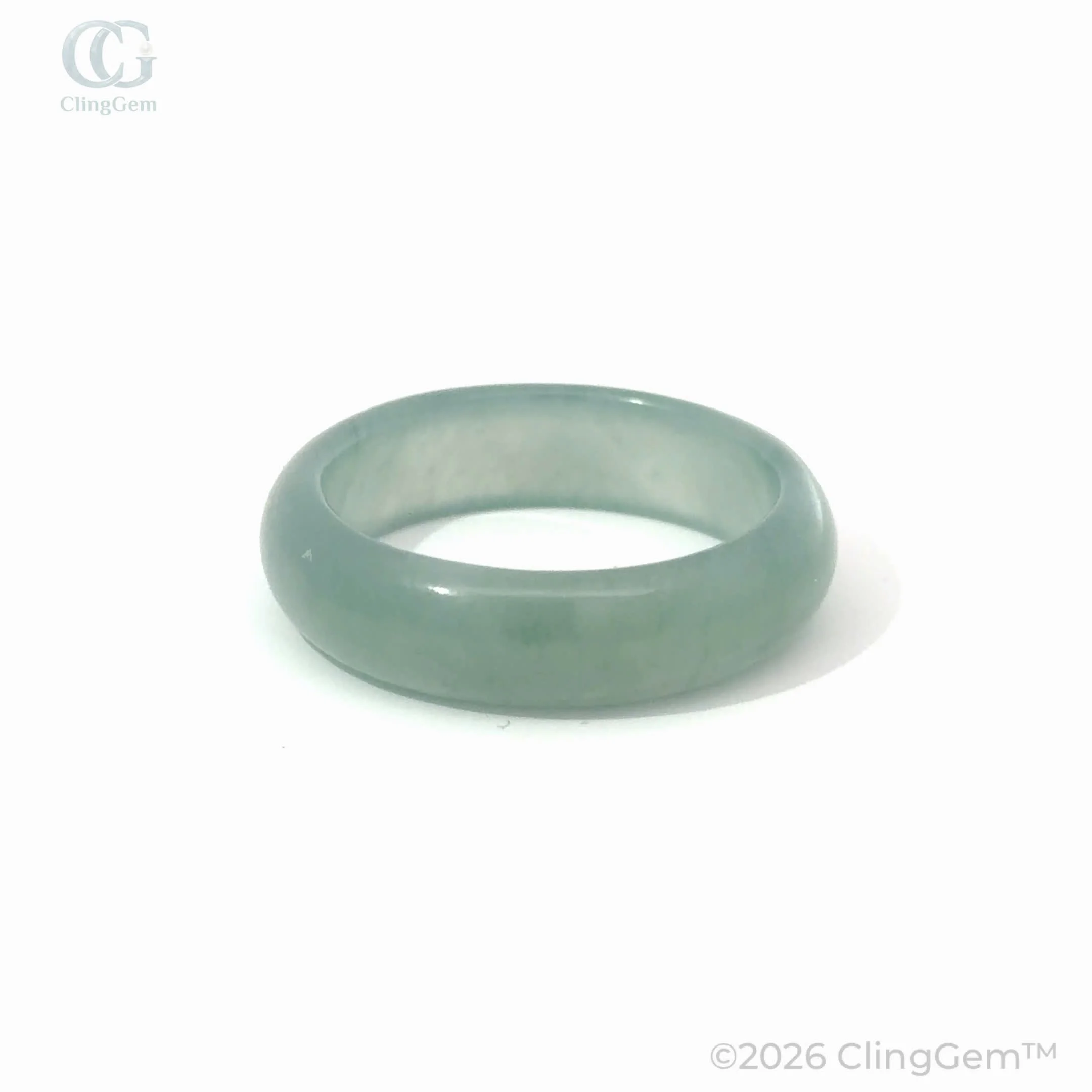 Translucent Guatemalan Blue Water Jadeite Jade Ring Band Size 10.5