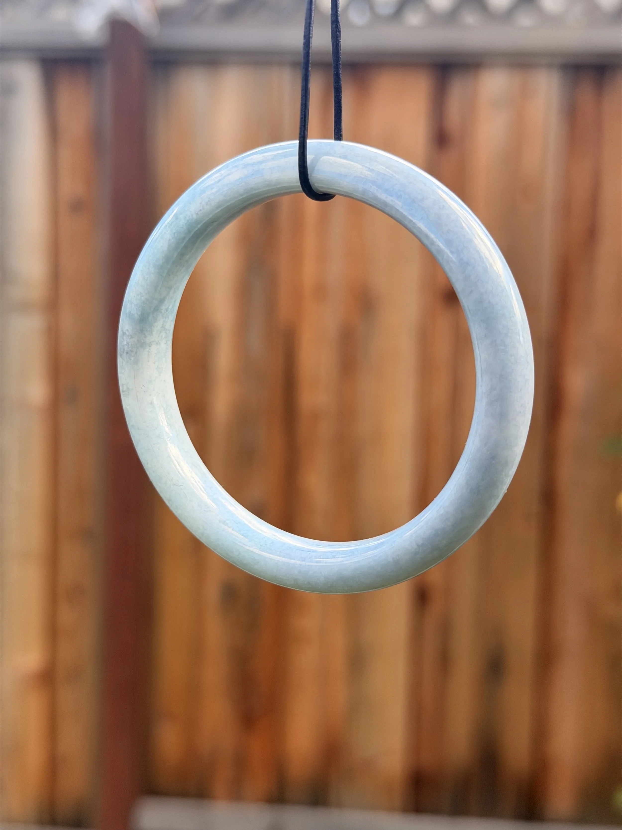 Rare Beautiful lilac purple water type A jadeite jade bangle outdoor showing its and glow