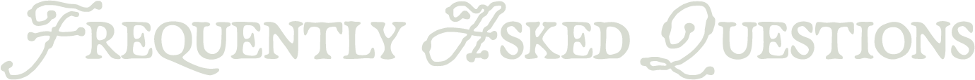 Image of the text 'Frequently Asked Questions' in decorative font style.