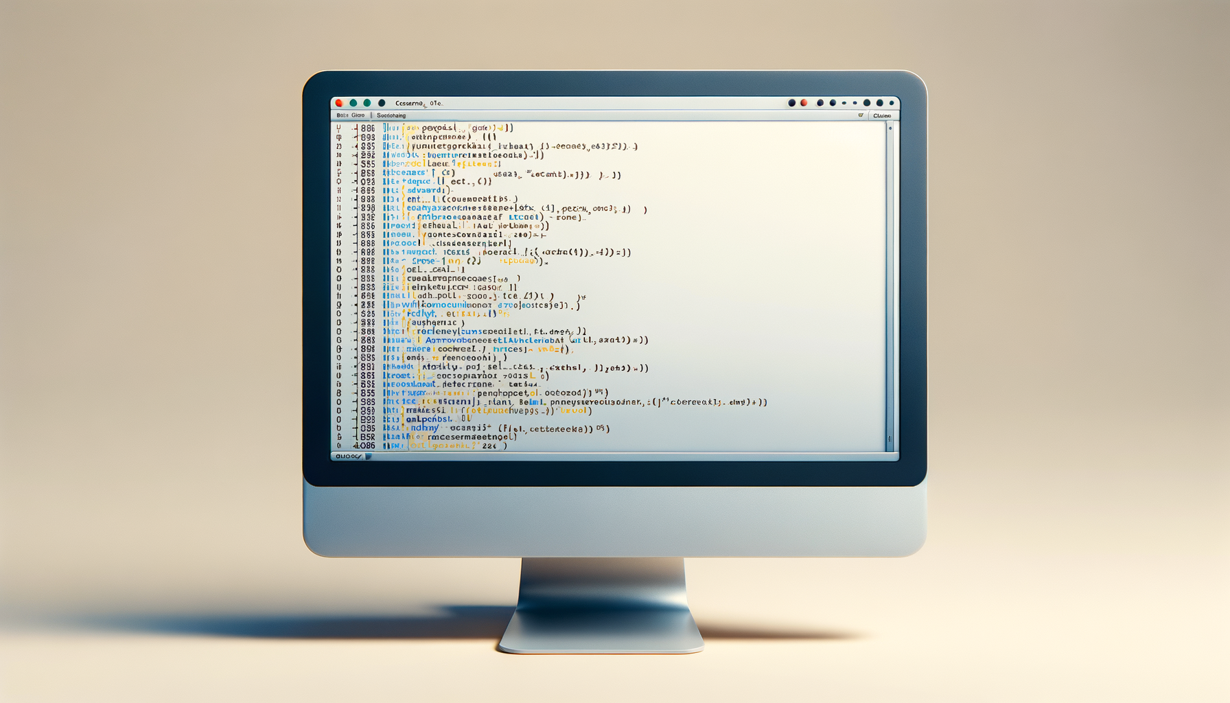 컴퓨터 모니터에 복잡한 프로그래밍 코드가 표시되어 있는 모습