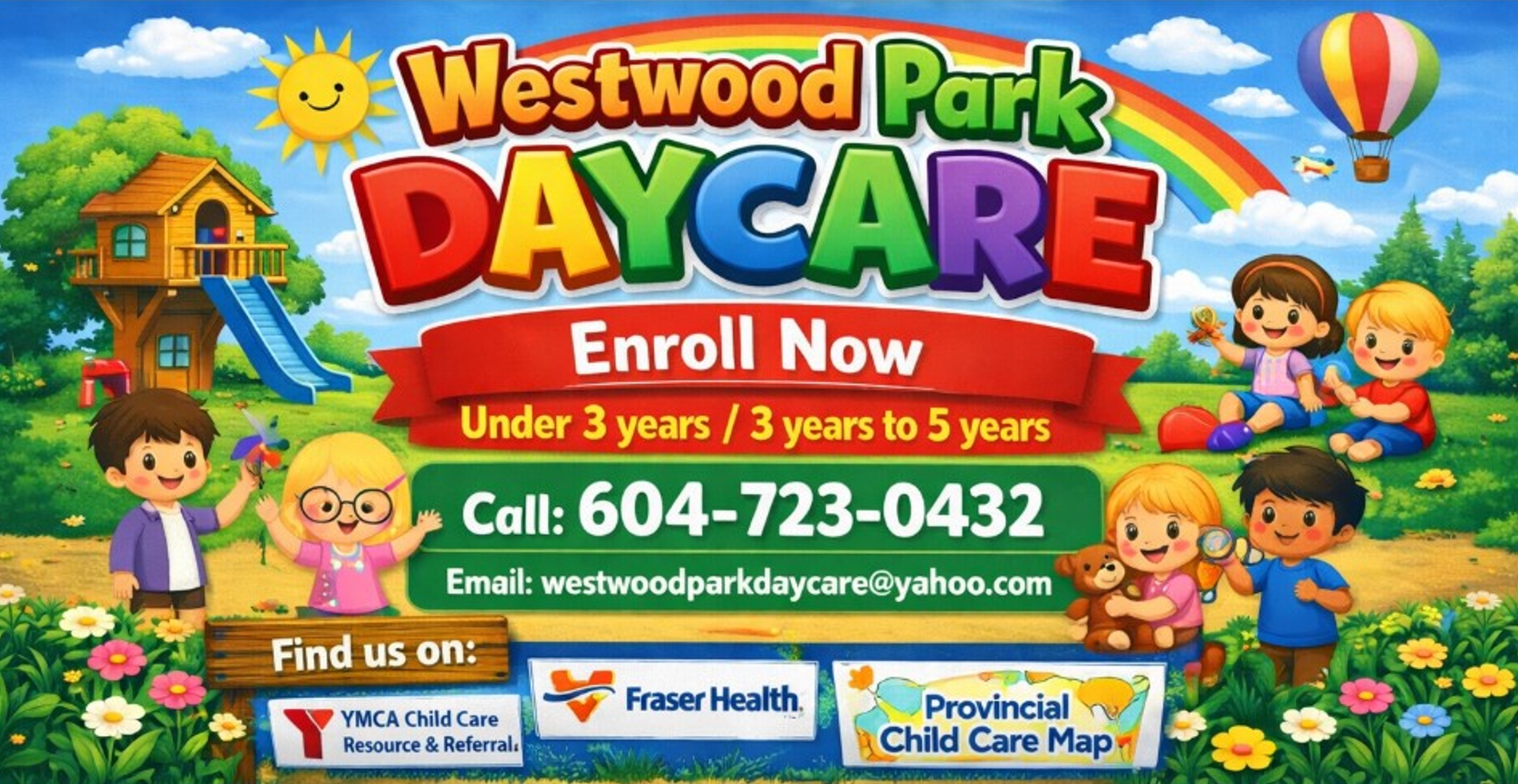 Port Coquitlam Westwood Park daycare childcare poco waitlist Child care resource & referral Fraser Health Christian