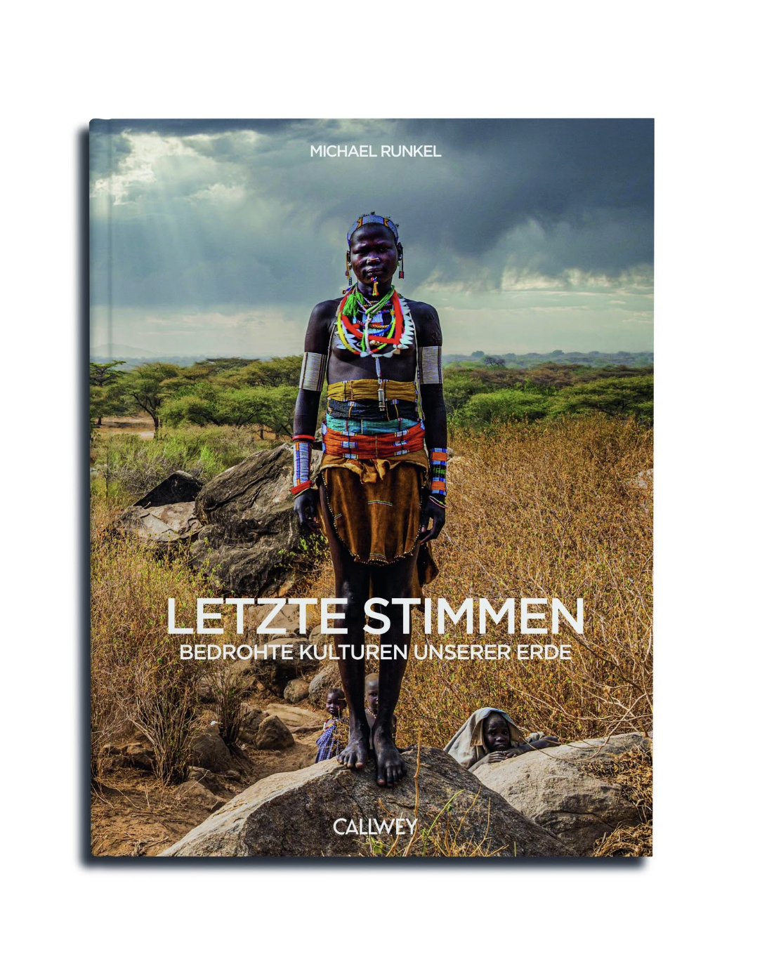 "Letze Stimmen" Book cover by Michael Runkel with a Larim tribe member, South Sudan, Africa
