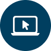 Icon of a computer monitor with a cursor pointer