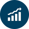 Graph icon with upward trending arrow indicating growth or progress