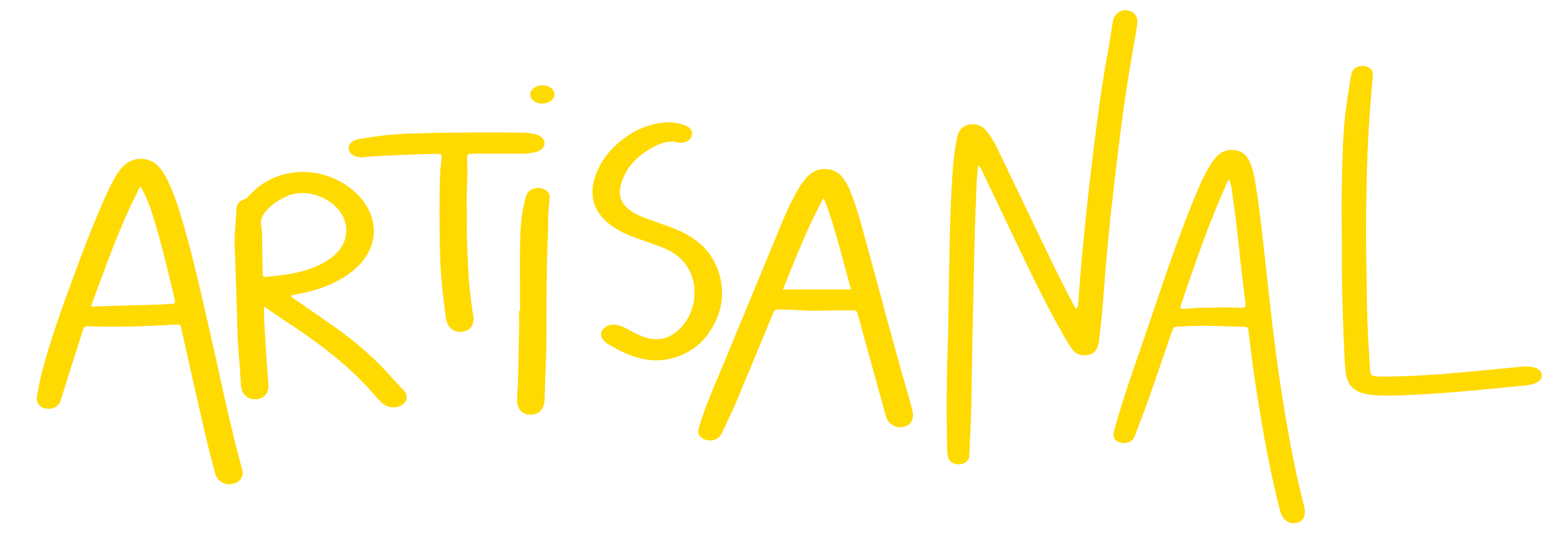 Logo jaune avec le texte ARTISANAL écrit en lettres cursives