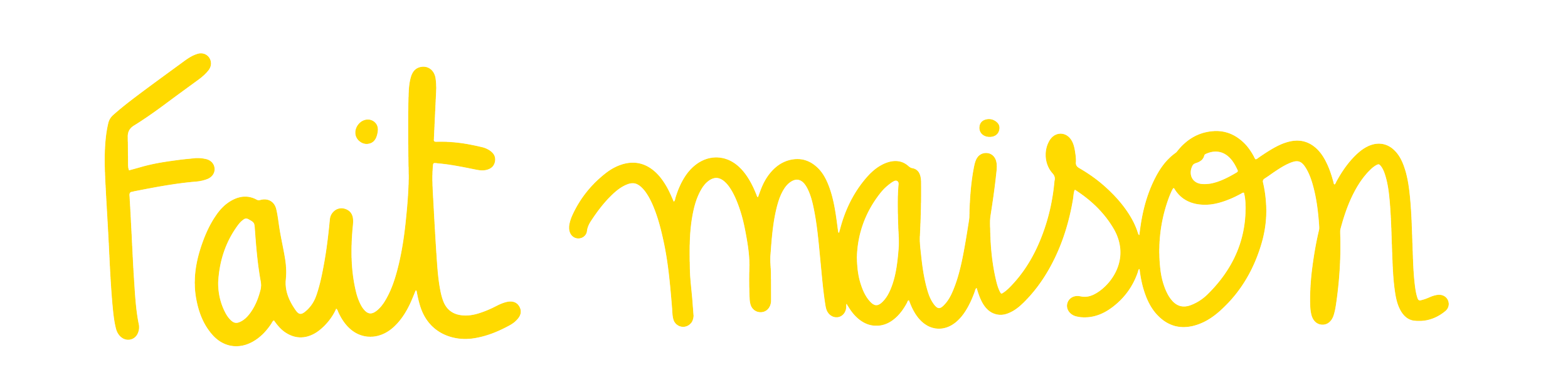 Texte écrit en jaune avec le mot 'Fait maison' sur un fond transparent.