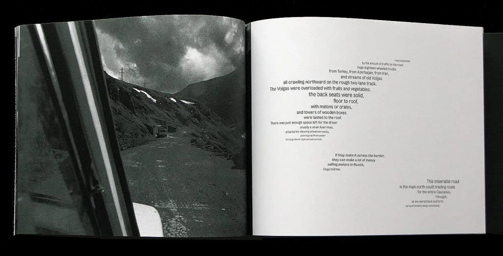  Pages 20-21.  Avalanche  is printed on only one side of the paper, with the fold positioned at the foredge, so the images, which are scaled to be 1/9 longer than the page, slowly “crawl” across the page, up over the foredge fold, and onto the next s