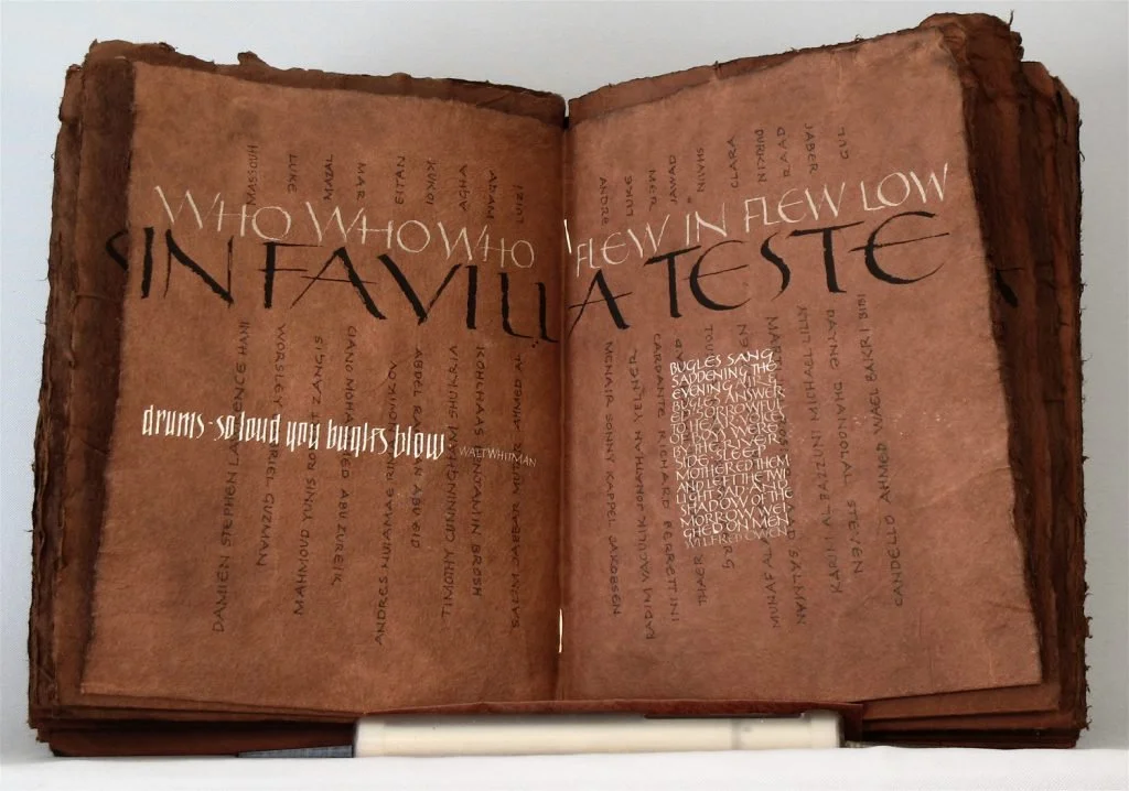  Inside page with names, Mass and poems. 