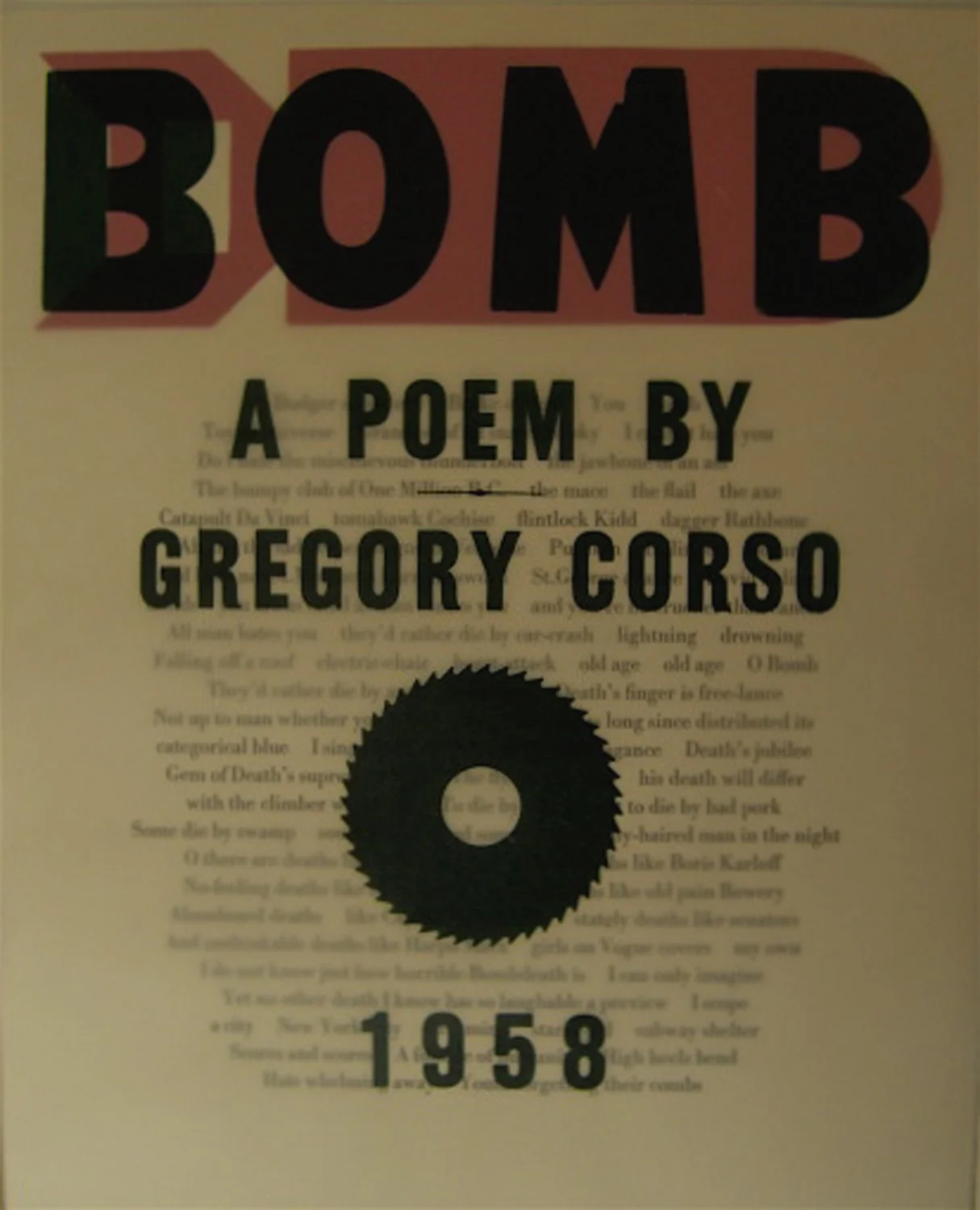  ‘BOMB’ Title page on transparent paper over first page of text. 