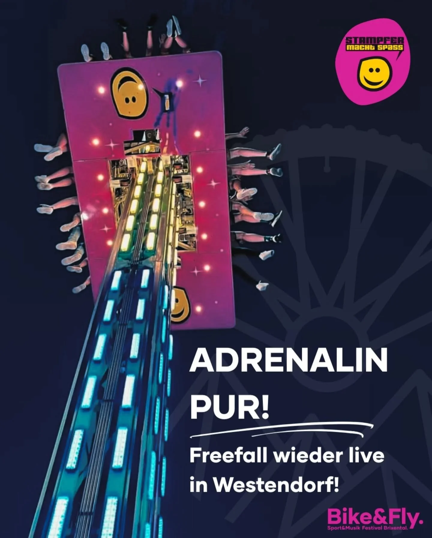 🚴&zwj;♂️🎶 Adrenalin pur beim Bike&amp;Fly Sport &amp; Musik Festival Brixental!

Auch dieses Jahr sind sie wieder am Start &ndash; ein echtes Highlight des Festivals:
Die Familie Stampfer bringt euch die legend&auml;re DROP ZONE mit satten 17 Meter