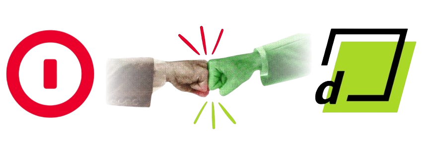 Zeichnung einer Hand, die eine andere Hand schüttelt, neben einem grünen Dokument mit einem schwarzen Pfeil.