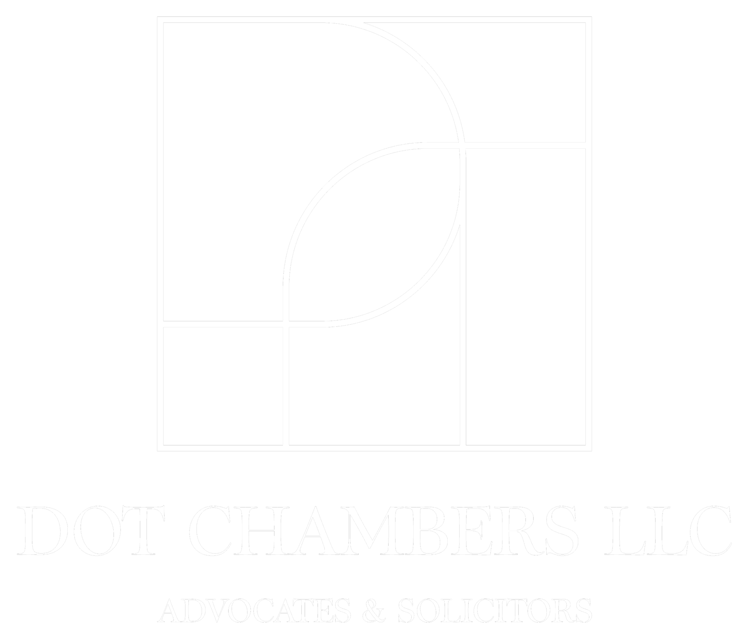 A logo with a black background and white text that reads, "DOTT CHAMBERS LL" and "ADVOCATES & SOLICITORS." The logo features a stylized graphic of a document with a folded corner, outlined in white.