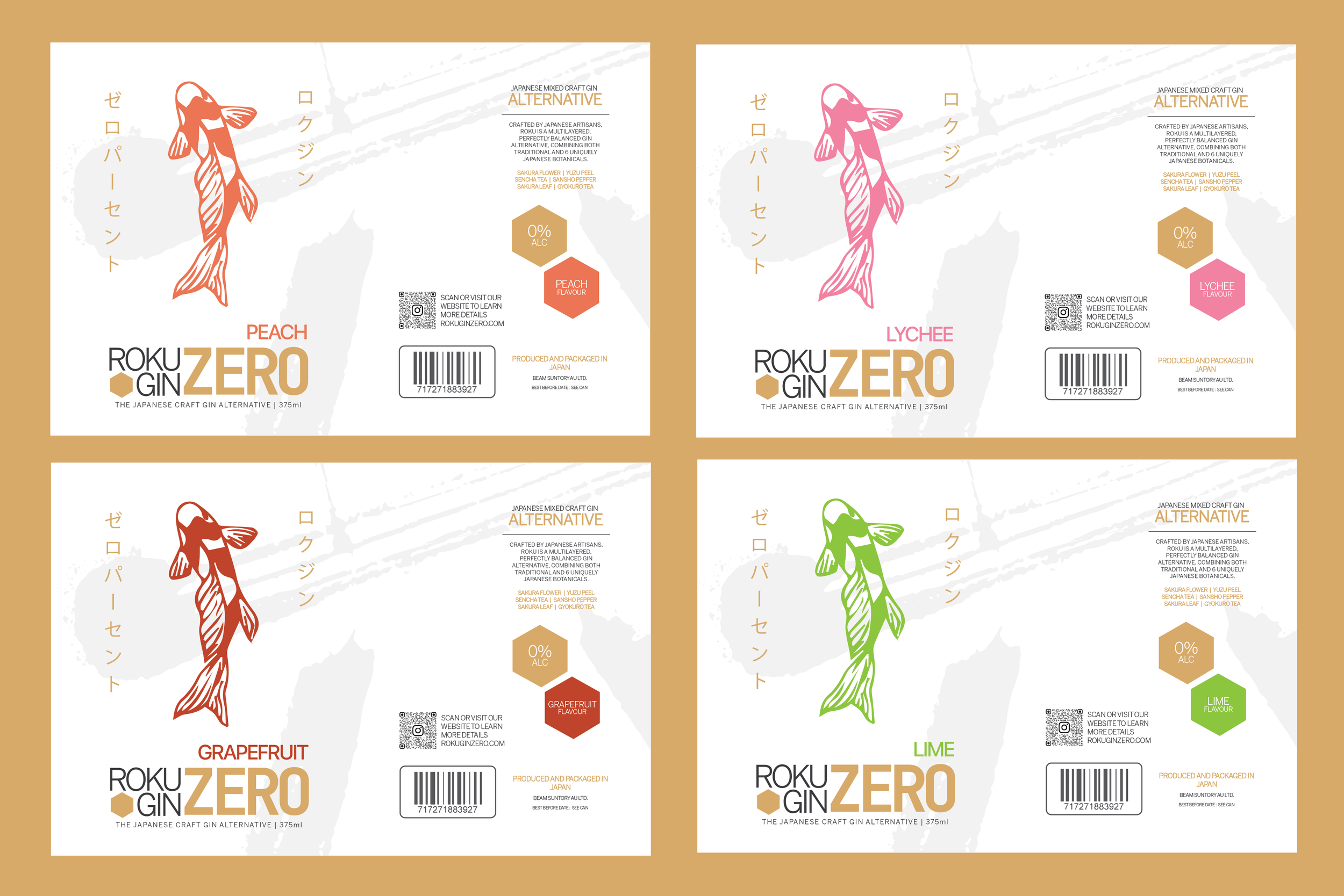 ROKU GIN ZERO KYTHEDESIGNER CAN LABELS