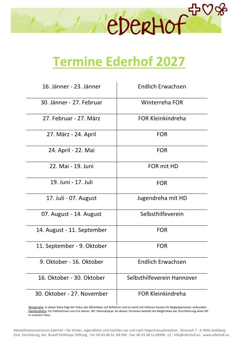 Neue Termine für 2027