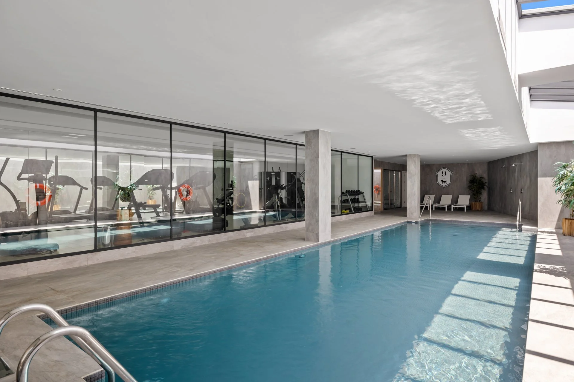 Community heated indoor pool and spa facilities.