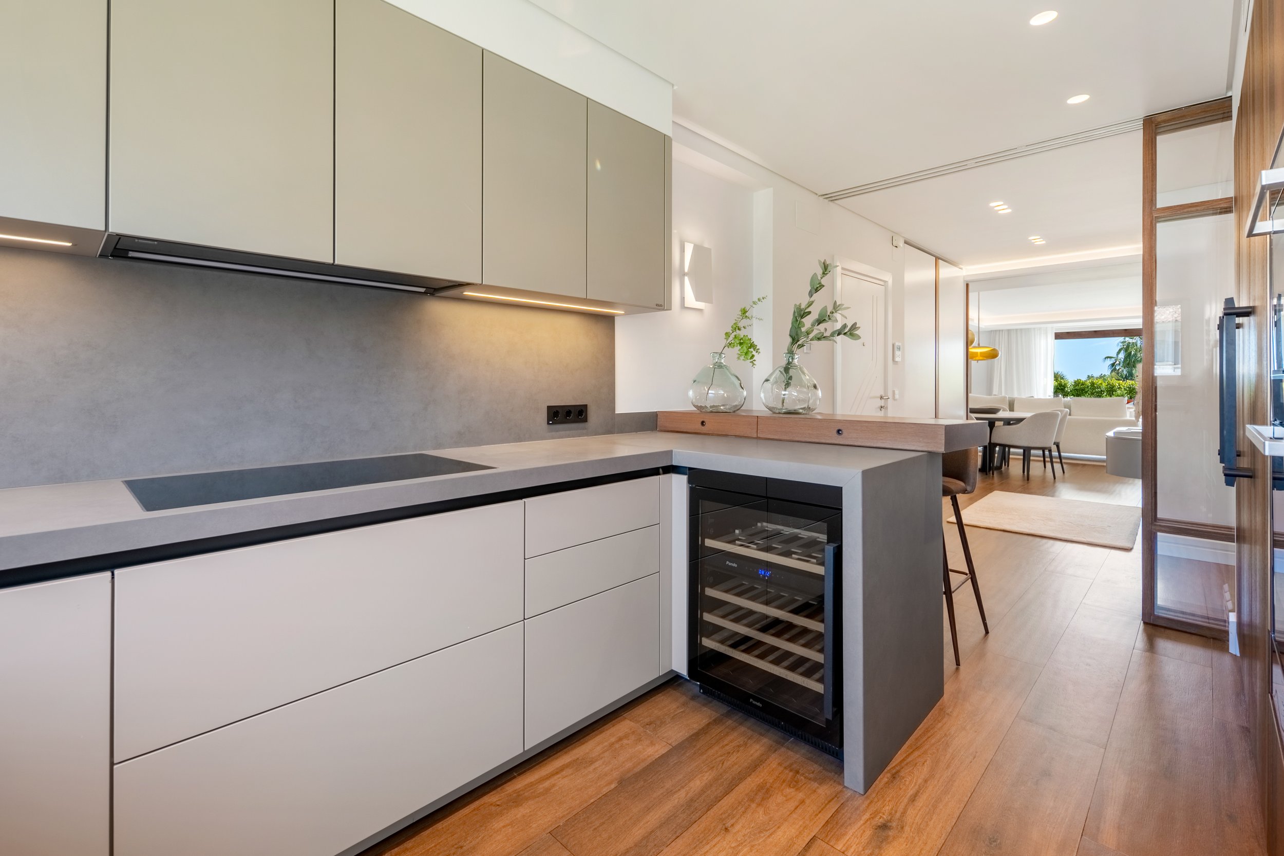 Sleek Modern Kitchen &amp; Wine Storage