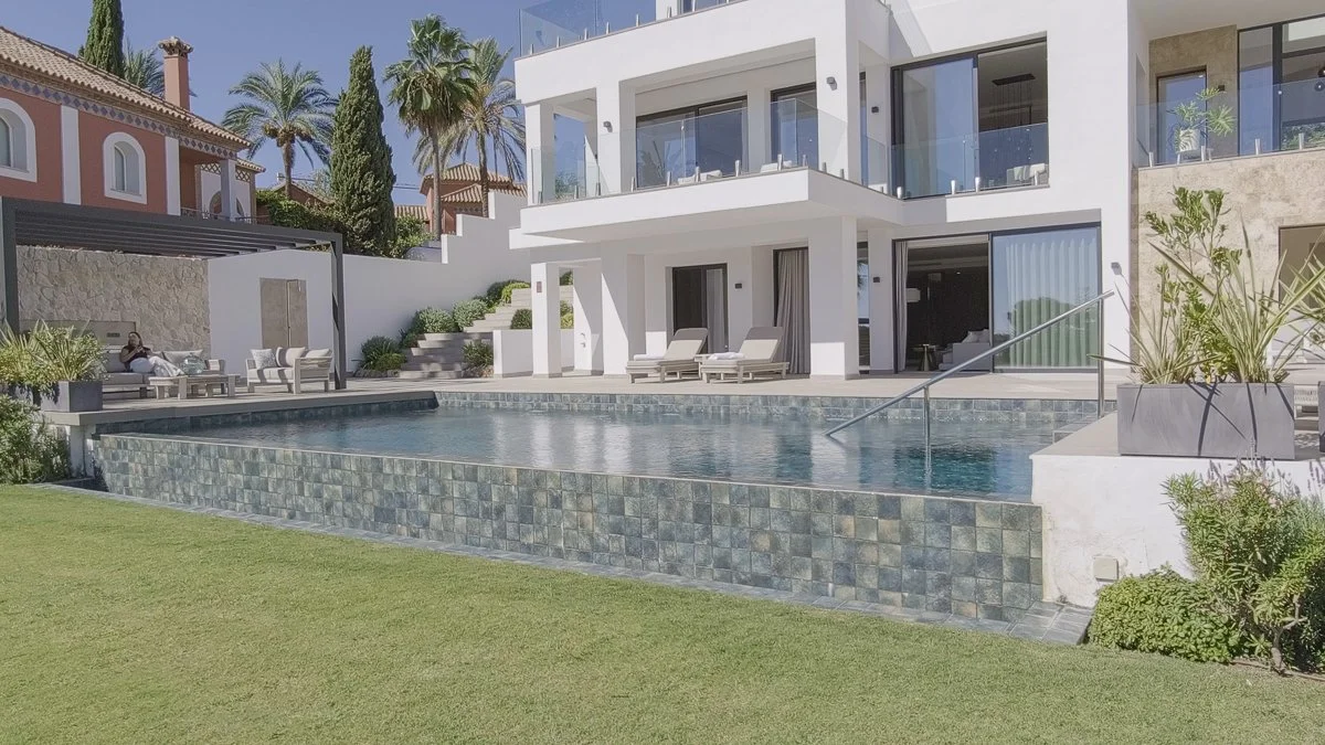 Contemporary Mediterranean rear facade and pool terrace | CMH-15793-PR