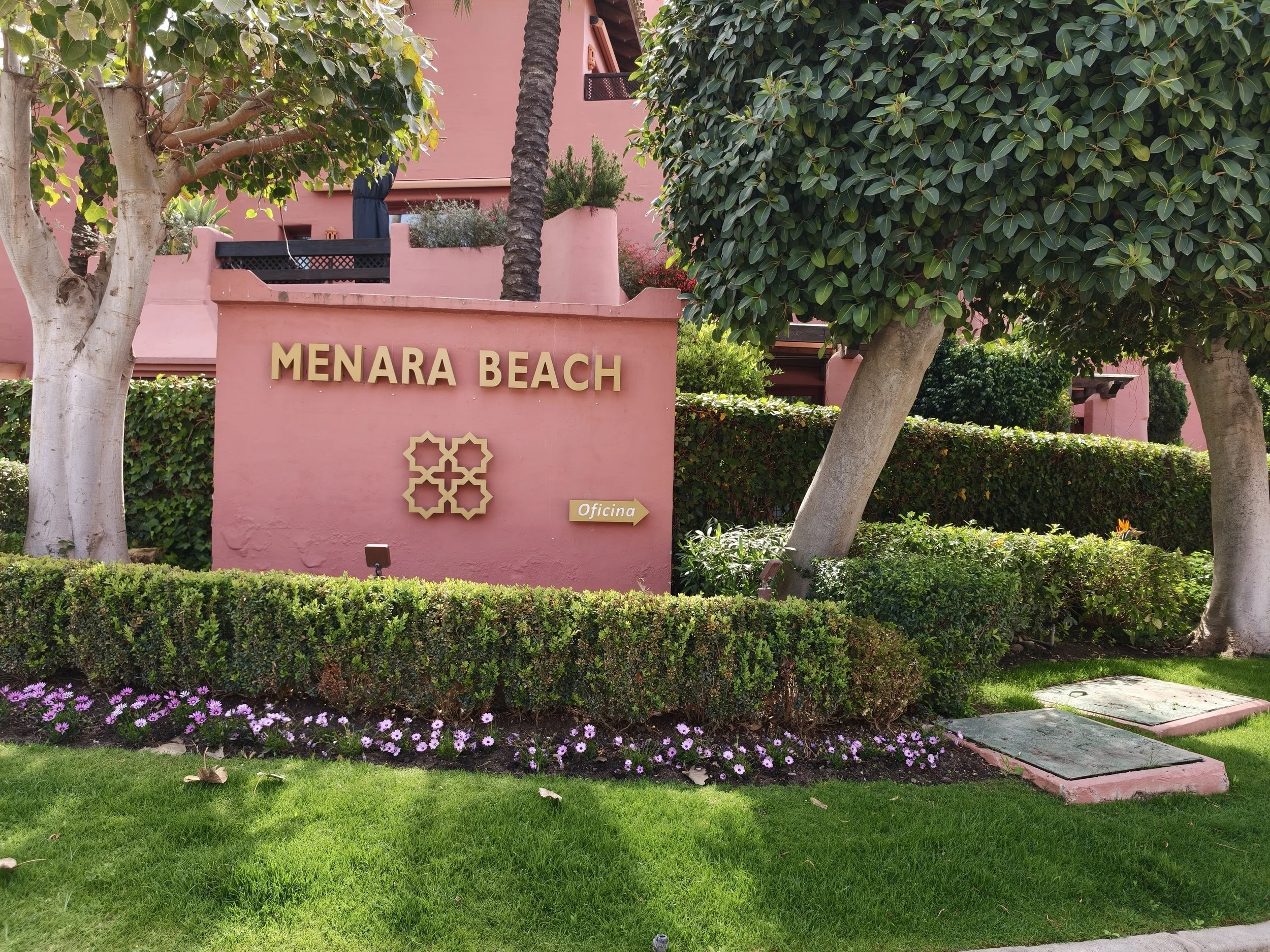 Entrance to Menara Beach, a luxury frontline beach community on the New Golden Mile.