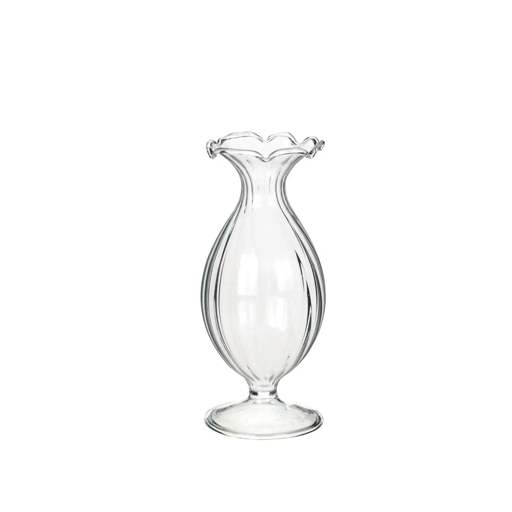 Frilled glass bud vase (short)