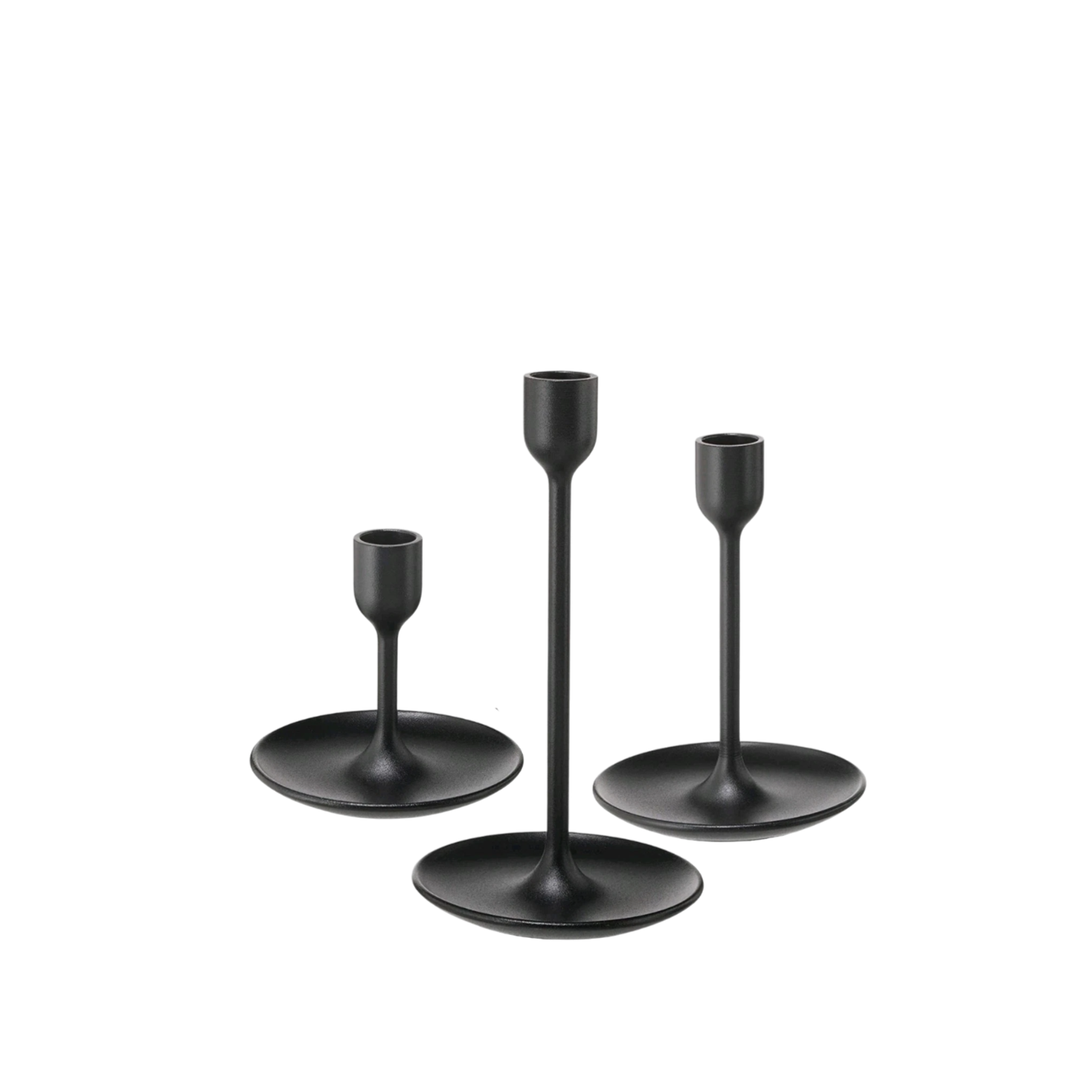 Trio of black candlesticks