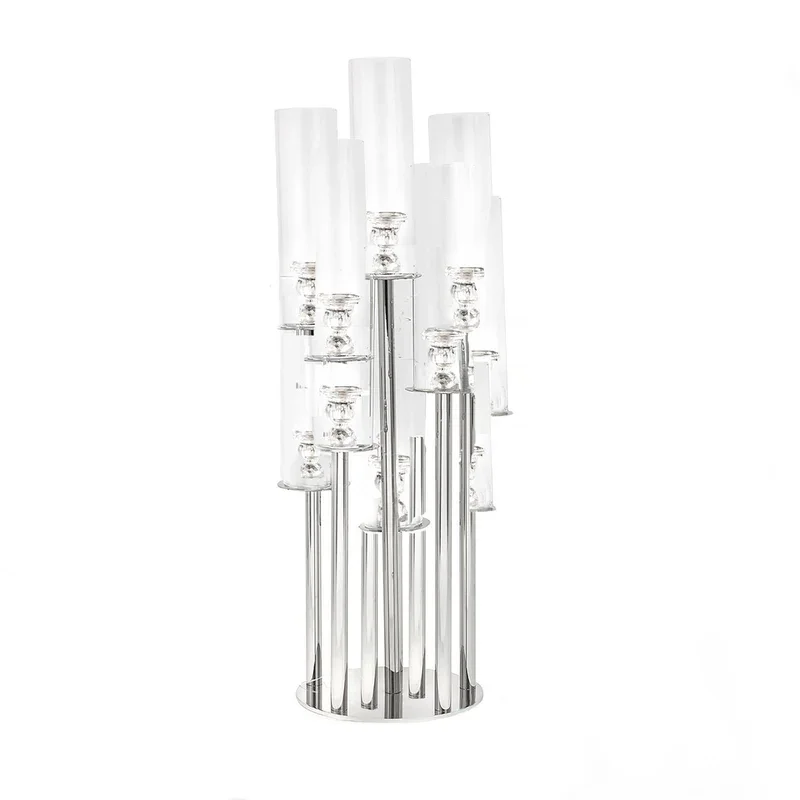 Glass candelabra - 10 arm multi height