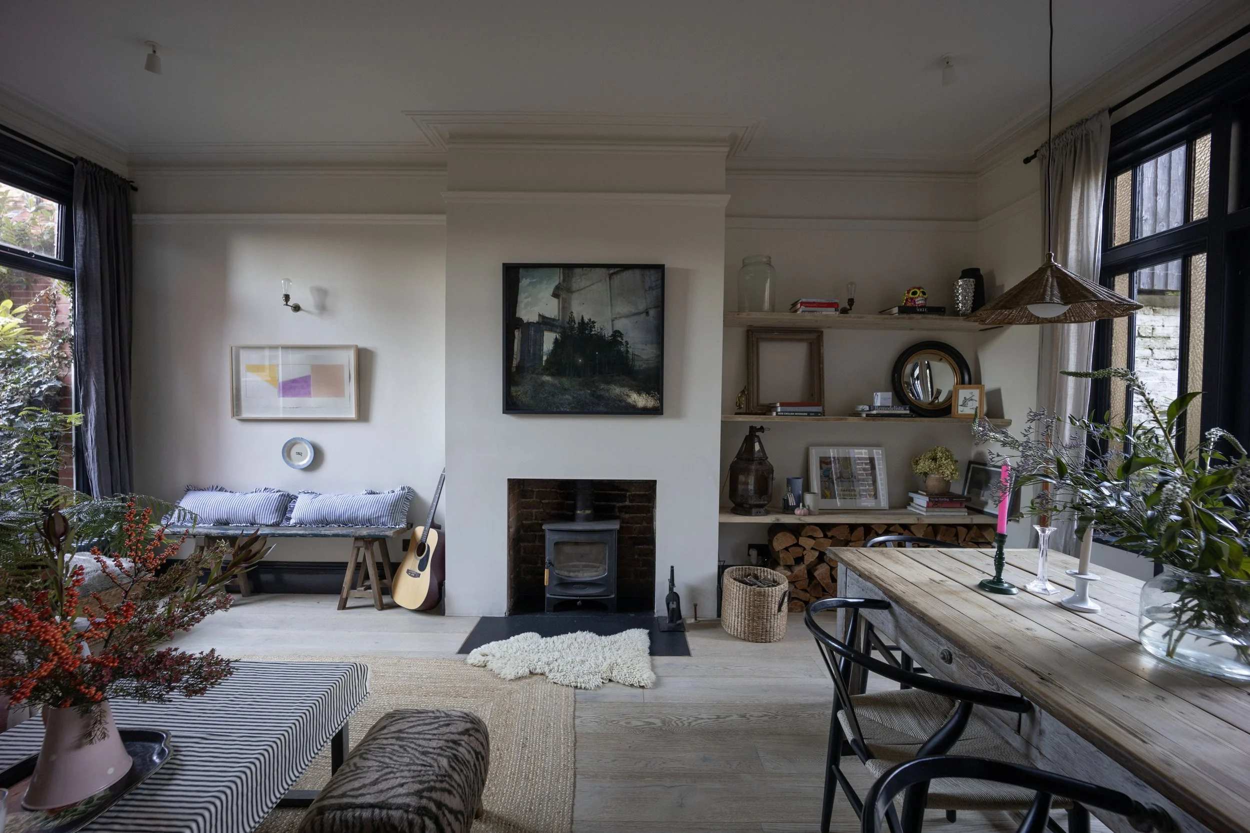 We knocked through into the family living room to create a combined dining and seating area so the family have a more cosy, social space. 