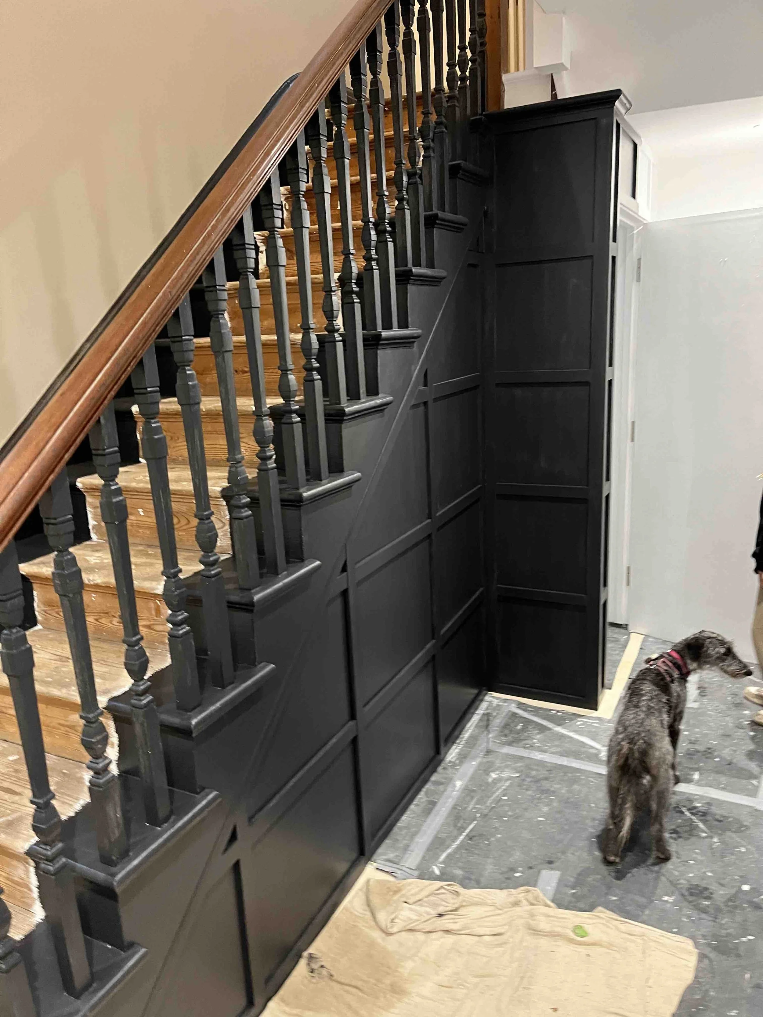 I love painting stairs, window frames and skirting in dark colours. It really frames things beautifully. 