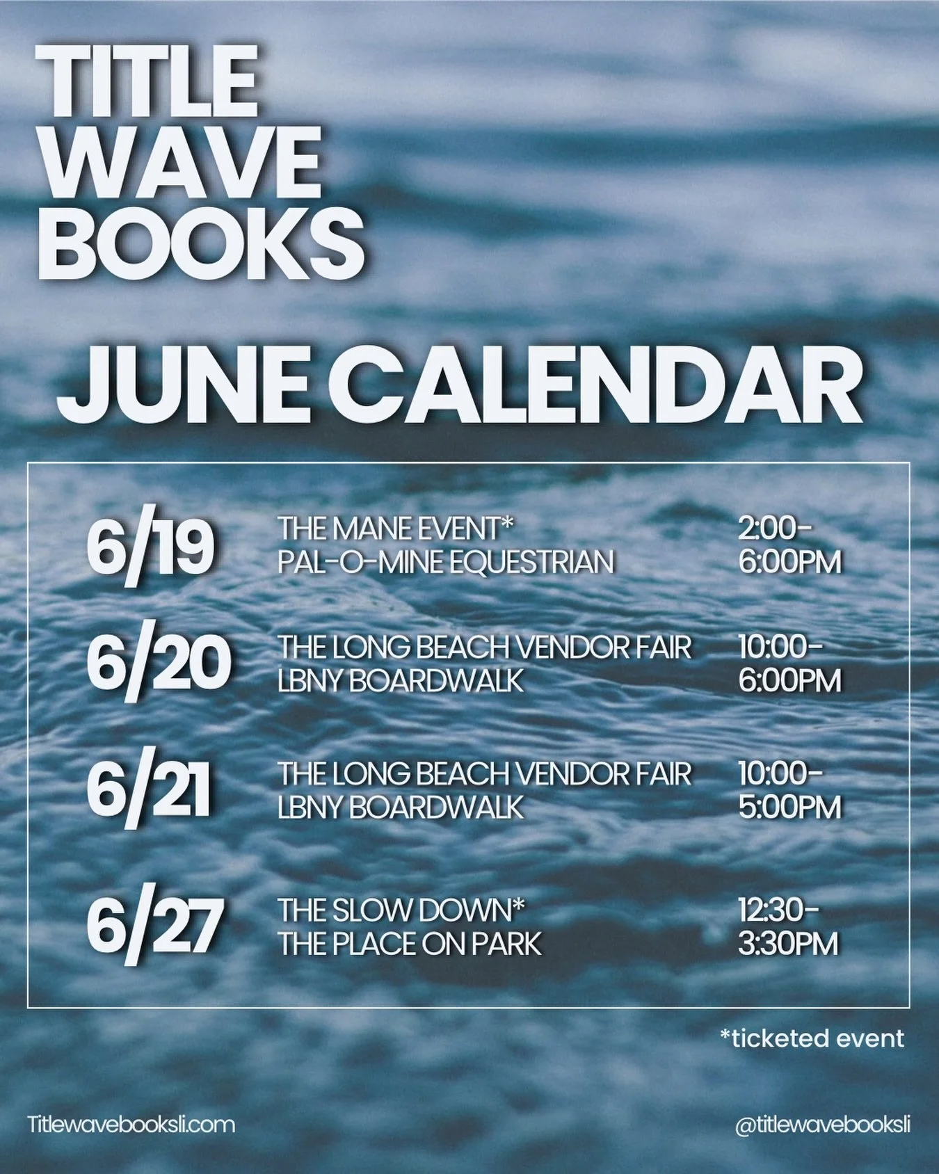 Our June Calendar is here! Check out the lineup and mark your calendars 🌊📚🤙🏼 we can&rsquo;t wait to meet you