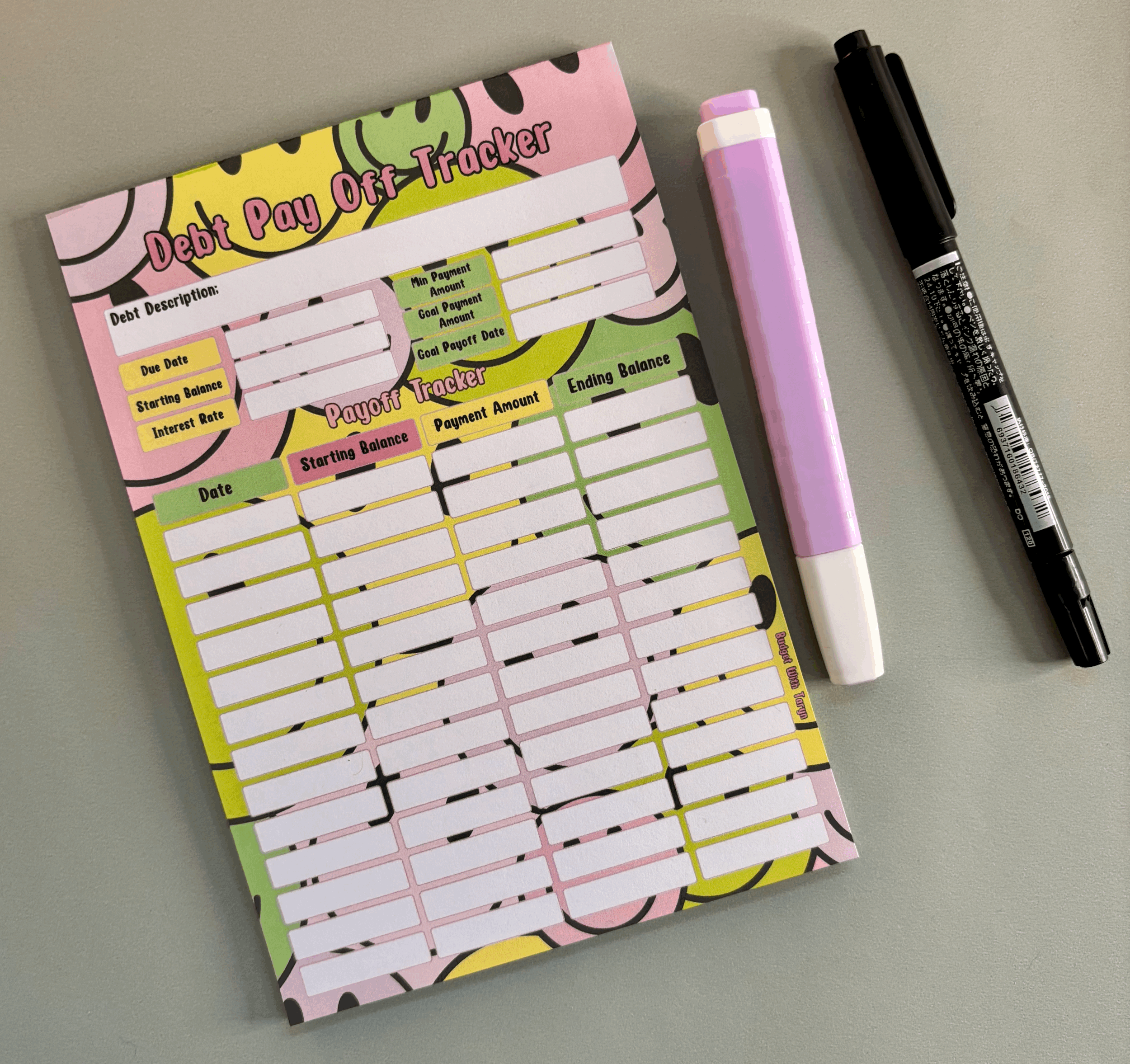 A5 Tearaway Debt Repayment Notepad | Planning | Finance Organiser | Journaling