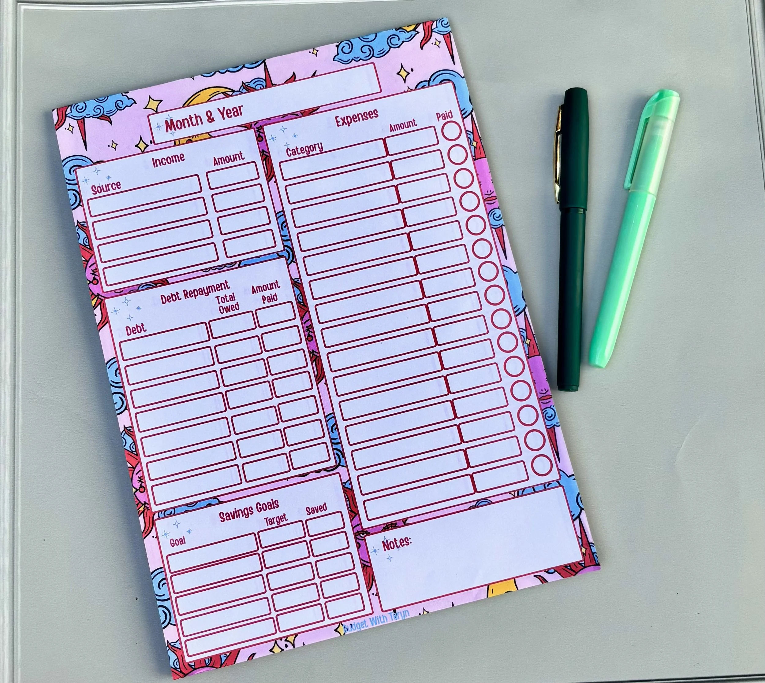 A4 Budget Planner Notepad | Monthly Budget Tracker Pad | Cash Stuffing Budget Planner | Handmade Planner |
