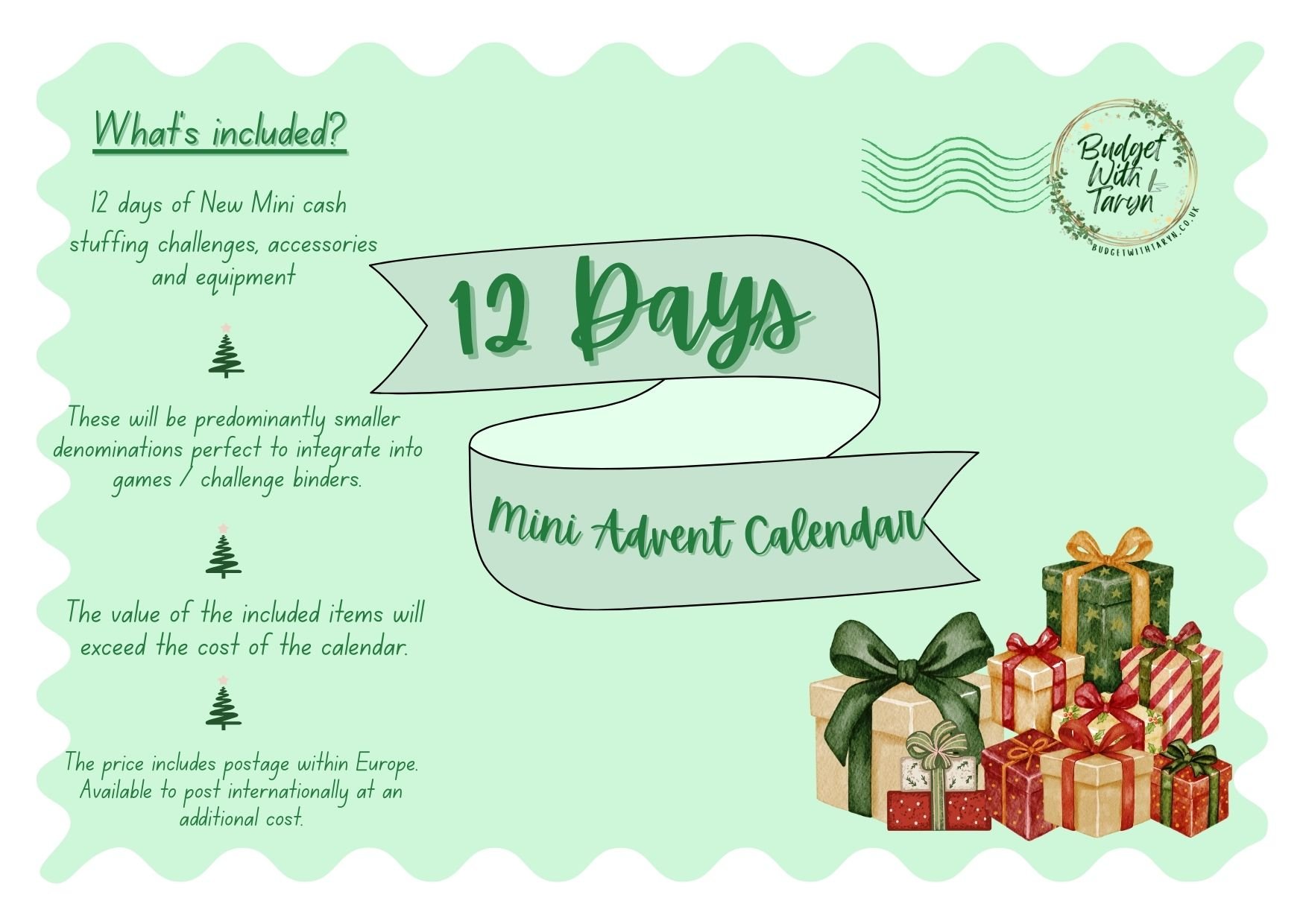 *** PRE SALE *** 12 Days Of Minis Budgeting Advent Calendar