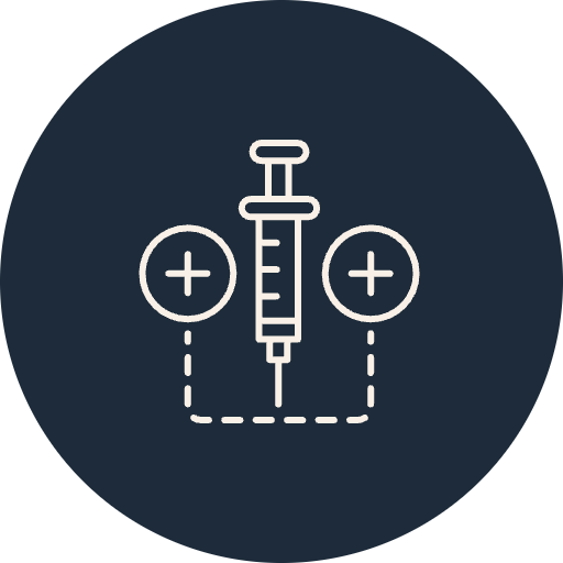 Icon of a syringe between two plus signs, indicating vaccination or medical injection.