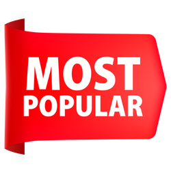 Red pamphlet with white text that reads "MOST POPULAR."