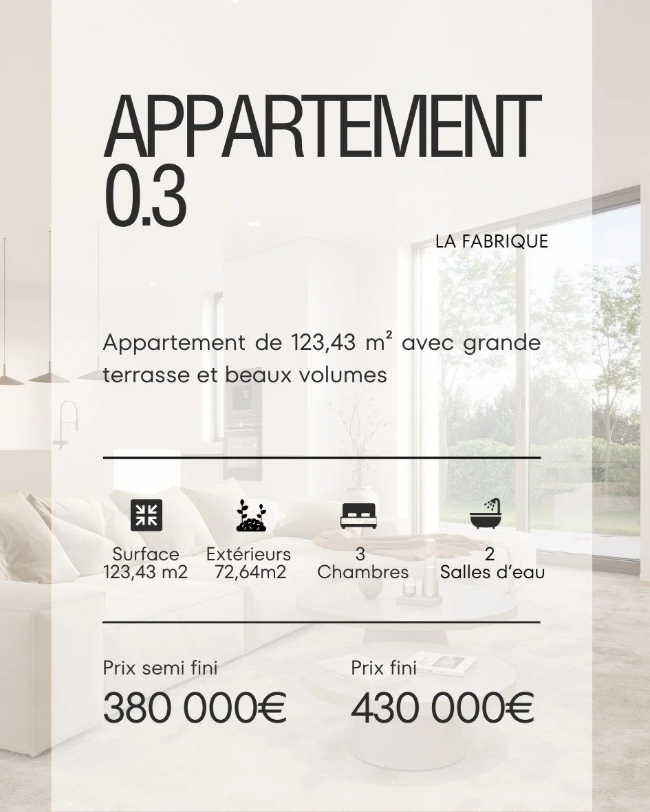 ✨ Appartement 123 m&sup2;
Grande terrasse et beaux volumes.

B&acirc;timent remis &agrave; neuf avec excellent PEB.
Le bien est propos&eacute; fini ou semi fini (chape, isolation, chauffage sol, cloisons)

💶 380 000&euro; - 430 000&euro;
📍 Genappe
