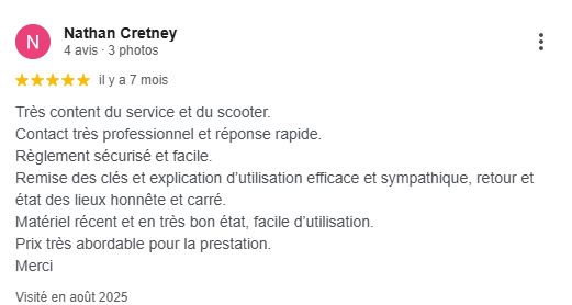 Avis google leuscoot Aude location scooter
