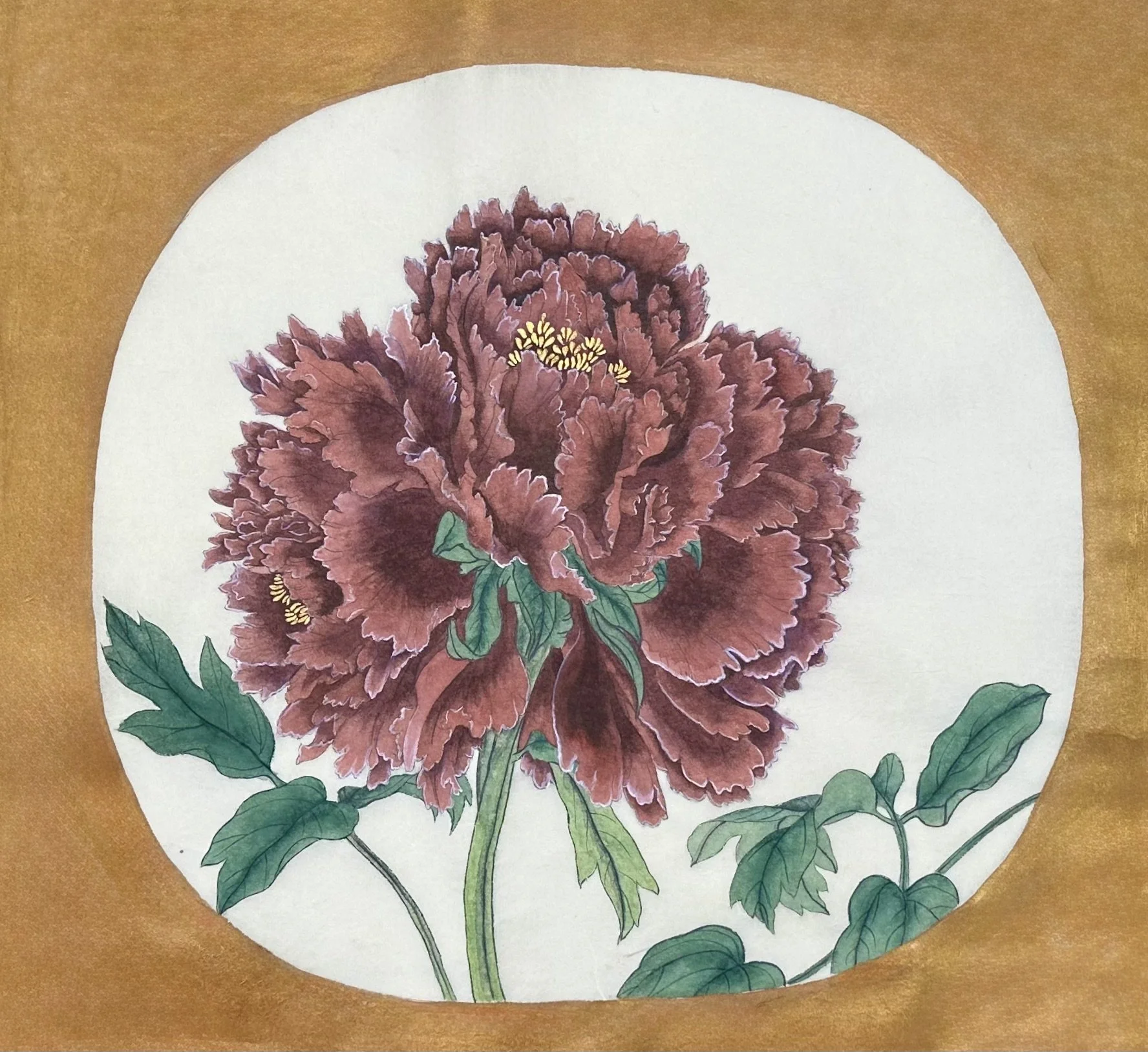 A study of Morando (모란도 - Peony) originally by an Unknown Artist, Chinese Song Dynasty (960 – 1279). Based on the Gongbi-hwa curriculum by Li Gang (Volume 1); technical guidance by Kim Yeun at Studio Yen.