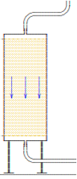 Schematische tekening van een chemisch vat met pijpen en leidingen.