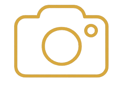 Illustration of a camera outline in gold.