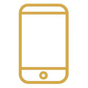 Illustration of a smartphone with a red screen and a gold frame.