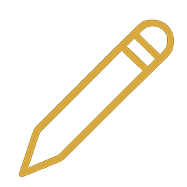 A simple outline of a yellow pencil with a pointed tip.